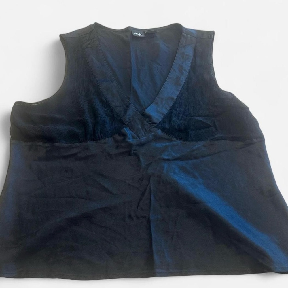 Mossimo 100% Silk Black Tank Top Size XL 90s Y2K Fairy Goth Grunge Satin Sheer